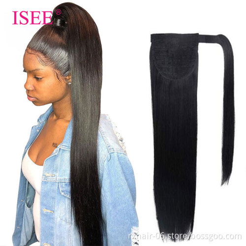 2021 hot sale natural wrap around drawstring ponytail human hair extension,10-36"inch long drawstring curly ponytail Hair